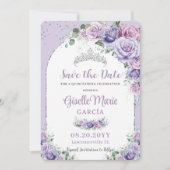 Save The Date Arc d'argent floral de couleur lilas pour Quinceañ (Devant)