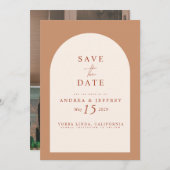 Save The Date Arc De Caramel Moderne Photo Mariage Enregistrer L (Devant / Derrière)