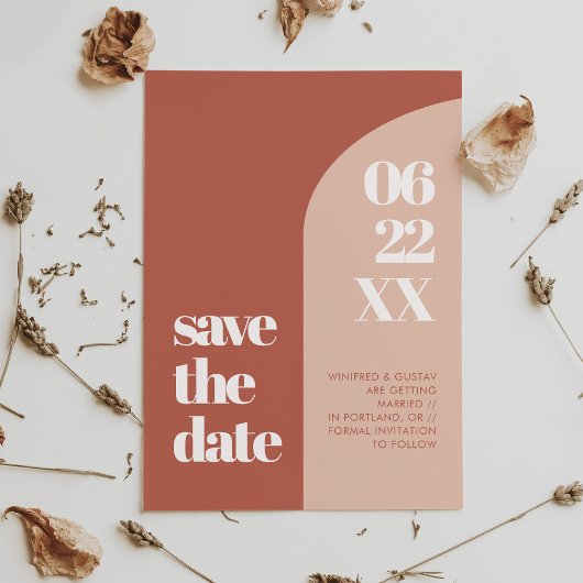 Save The Date Arc de terre de pêche chic simple