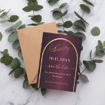 Save The Date Arc d'or de Bourgogne 90e anniversaire<br><div class="desc">Une carte Save the Date pour une fête de 90e anniversaire. Un arrière - plan bordeaux,  décoré d'un faux arc doré. Personnalisez et ajoutez une date et votre nom. Le texte : Ninety et Save the Date est écrit avec un grand script de style à la main tendance.</div>