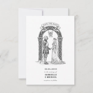 Save The Date Arc du marié de la mariée chevalier gothique médié