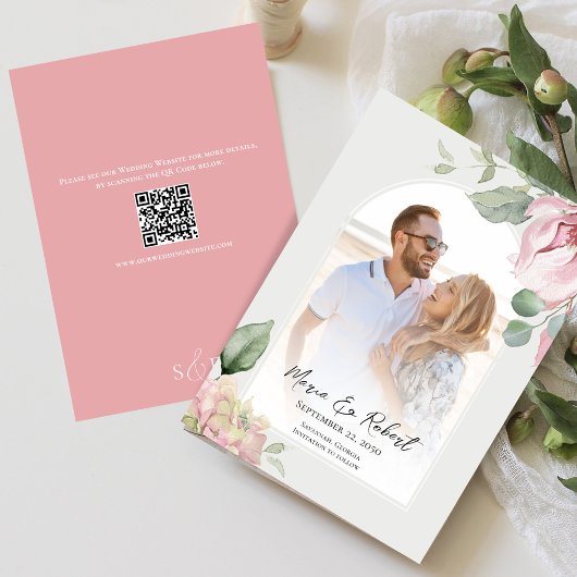 Save The Date Arc élégant Mariage rose pâle