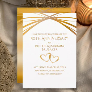 Save The Date Arc Elégant Or 50e Anniversaire Enregistrez la Dat