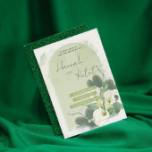 Save The Date Arc Élégant Vert Sauge & Fleurs Aquarelle Blanche