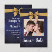 Save The Date Arc en or bleu foncé (Devant / Derrière)