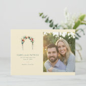 Save The Date Arc floral beige joyeux (Debout devant)