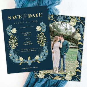 Save The Date Arc Floral Morris Bleu Printanier Photo