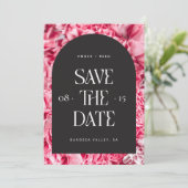 Save The Date Arc floral rose et noir Retro Police moderne (Debout devant)