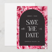 Save The Date Arc floral rose et noir Retro Police moderne (Devant / Derrière)