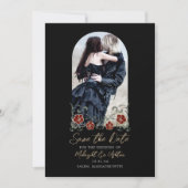 Save The Date Arc Gothique Photo Noir Mariage Enregistrer La Dat (Devant)