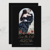 Save The Date Arc Gothique Photo Noir Mariage Enregistrer La Dat (Devant / Derrière)