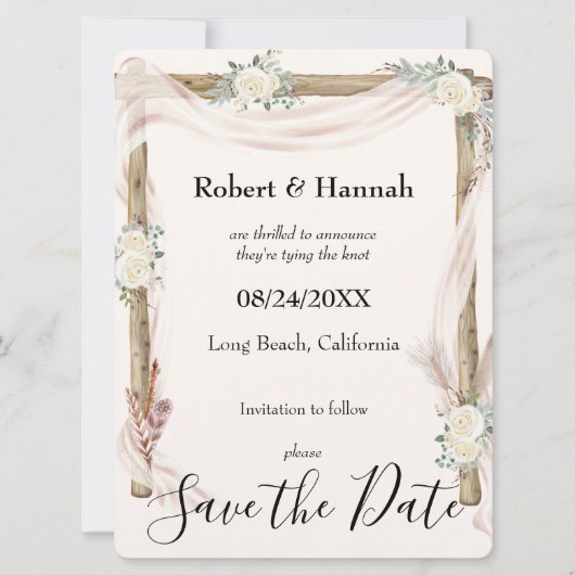 Save The Date Arc mariage et crème Rose Gold Enregistrer la date (Devant)