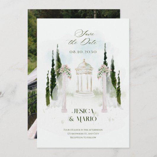 Save The Date Arc Mariage floral (Devant / Derrière)