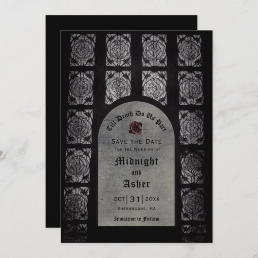 Save The Date Arc Mariage Gothique Enregistrer La Date (Devant / Derrière)