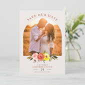 Save The Date Arc Mariage photo Floral Floral Couple Automne (Debout devant)