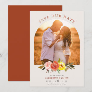 Save The Date Arc Mariage photo Floral Floral Couple Automne
