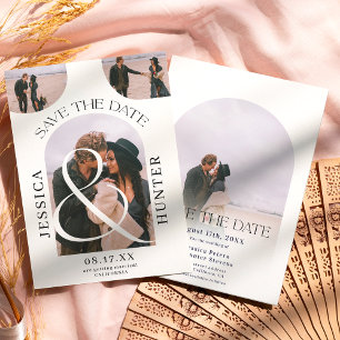 Save The Date Arc moderne boho 4 photos mariage noir blanc