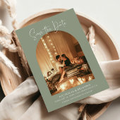 Save The Date Arc moderne Boho Photo Sage Vert Mariage Monogramm