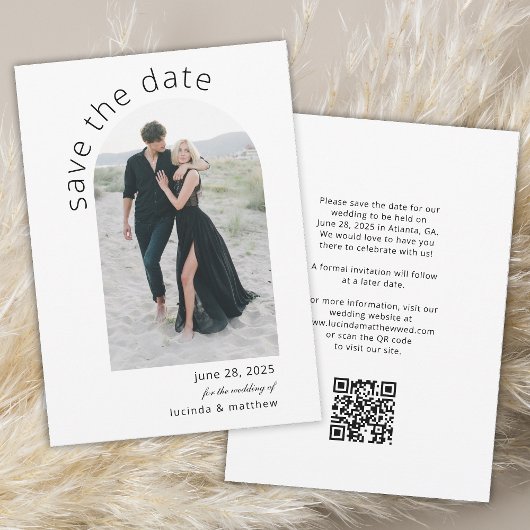 Save The Date Arc moderne Enregistrer la date avec le code QR