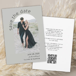 Save The Date Arc moderne Enregistrer la date avec photo et code