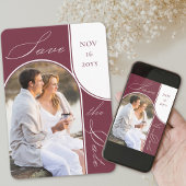 Save The Date Arc moderne photo Élégante calligraphie Bourgogne