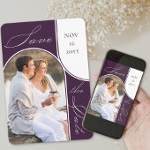 Save The Date Arc moderne photo élégante calligraphie violet