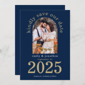 Save The Date Arc moderne Photo Mariage Marine Bleu (Devant / Derrière)