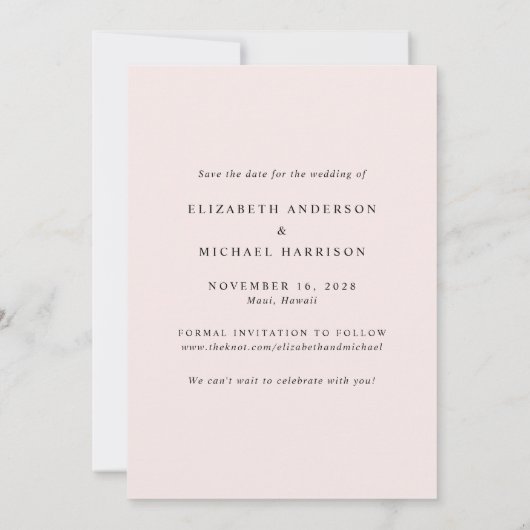 Save The Date Arc moderne Photo rose Destination Mariage (Dos)