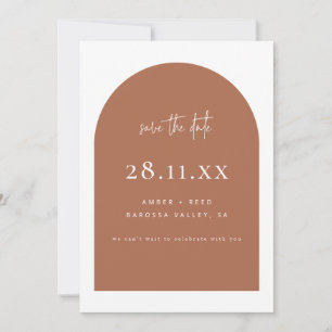 Save The Date Arc moderne Rétro minimaliste script cuivre