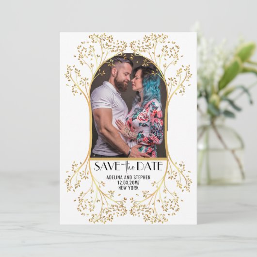 Save The Date Arc moderne Script simple QR CODE Mariage (Debout devant)