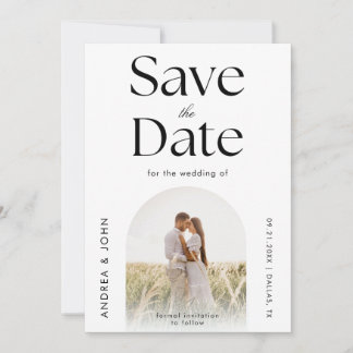 Save The Date Arc Noir & Blanc moderne photo Nettoyer la disposi