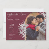 Save The Date Arc Photo Botanique Foliage Bourgogne Horizontal (Devant)