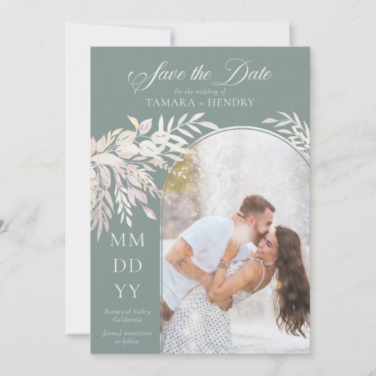 Save The Date Arc Photo Botanique Foliage Sage Green (Devant)