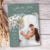 Save The Date Arc Photo Botanique Foliage Sage Green