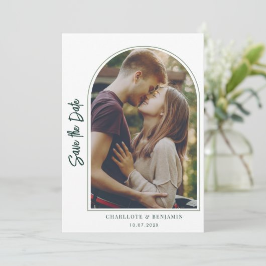 Save The Date Arc Photo Moderne Mariage Enregistrer La Date (Debout devant)