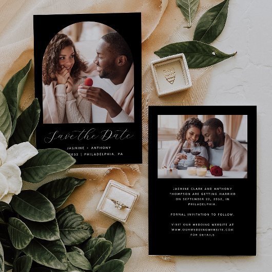 Save The Date Arch Boho Noir Minimal 2-Photos