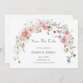 Save The Date Arch de jardin printanier Fleurs sauvages Mariage  (Devant / Derrière)