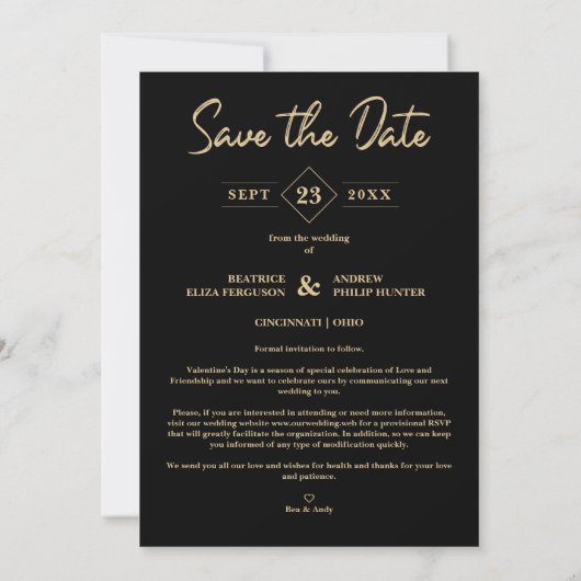 Save The Date Arch Effect Black Heart Happy Valentine's Day (Dos)