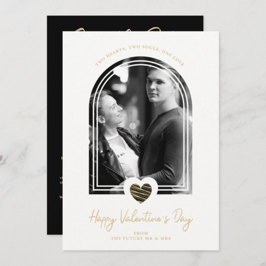 Save The Date Arch Effect Black Heart Happy Valentine's Day (Devant / Derrière)