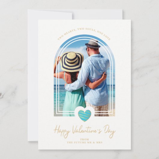 Save The Date Arch Effect Blue Heart Happy Valentine's Day (Devant)