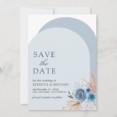 Save The Date Arch en Pampas Bohème Fleurie Bleu Poussiéreux Cod (Devant)