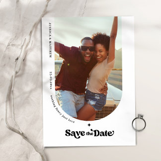 Save The Date Arch Photo Moderne Typographie Rétro Enregistrer L