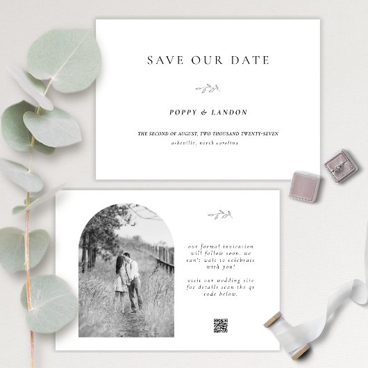 Save The Date Arch Photo Typographie Simple QR CodeEnregistrer L