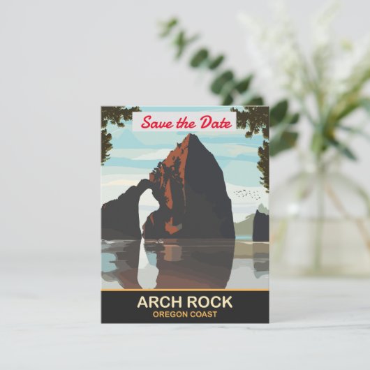Save The Date Arch Rock, côte de l'Oregon,  (Debout devant)