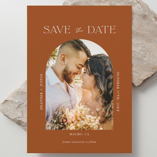 Save The Date Arch Terracotta Rust Boho Photo Enregistrer la dat