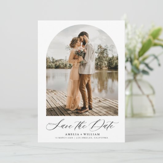 Save The Date arche à la mode mariage script moderne (Debout devant)
