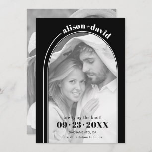 Save The Date Arche blanche moderne et photo mariage noir