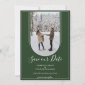 Save The Date Arche Bohème Photo Enregistrer la Date | Vert Émer (Devant)