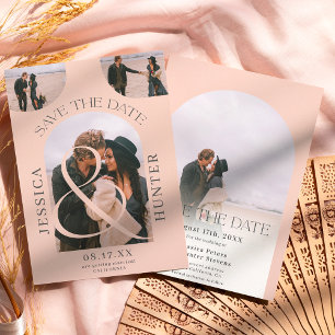 Save The Date Arche boho moderne 4 photos mariage rose roux