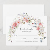 Save The Date Arche de fleurs sauvages de printemps rose blanc R (Devant / Derrière)